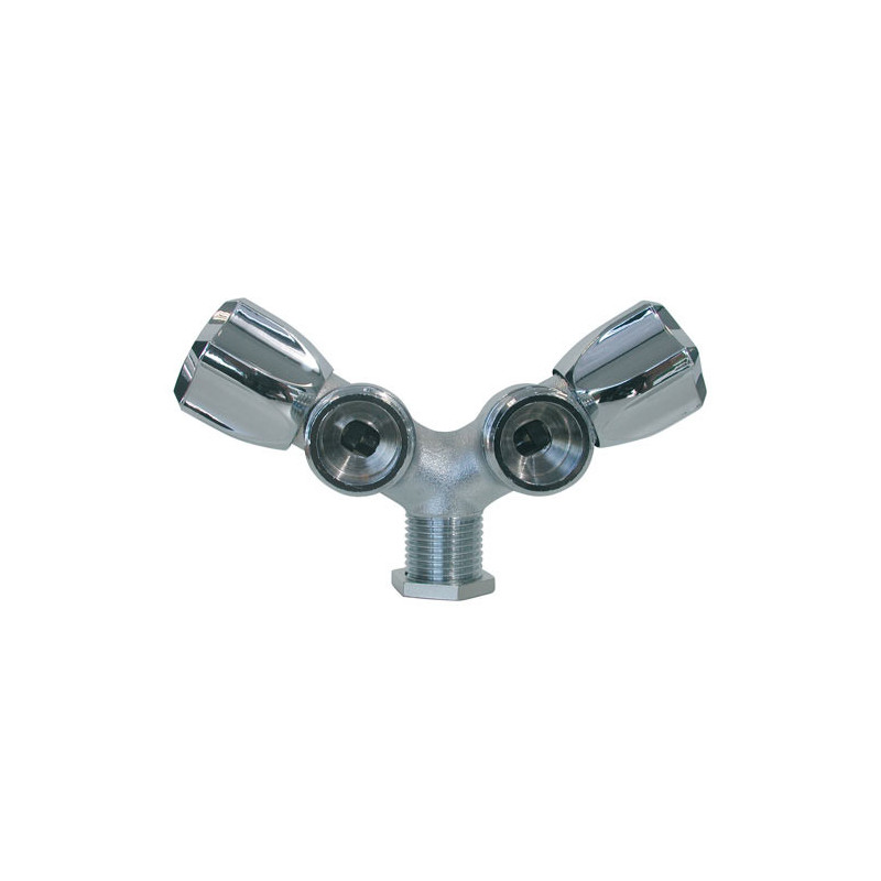 Robinet double avec contre-écrou pour machine à laver