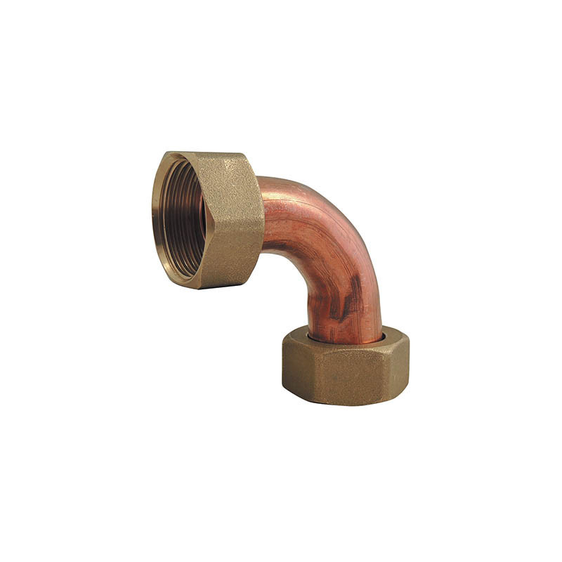 Copper-brass fitting, elbow junction with flanged end