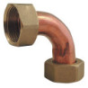 Copper-brass fitting, elbow junction with flanged end