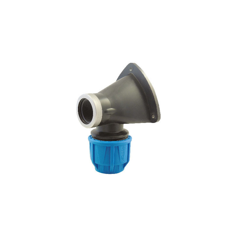 Female 90° adaptor with wall unit