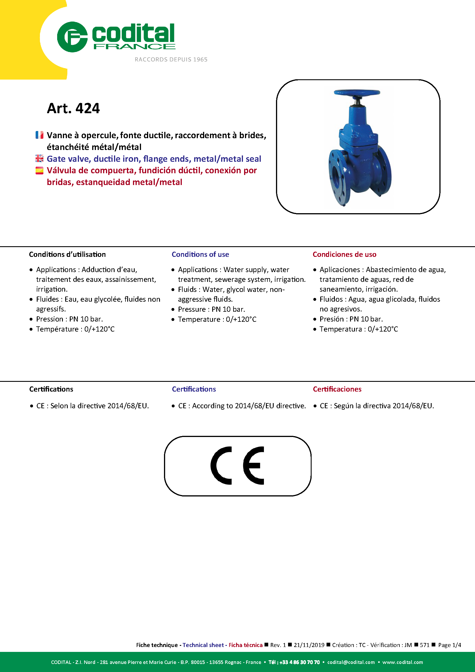 Fiche technique – Vanne à...