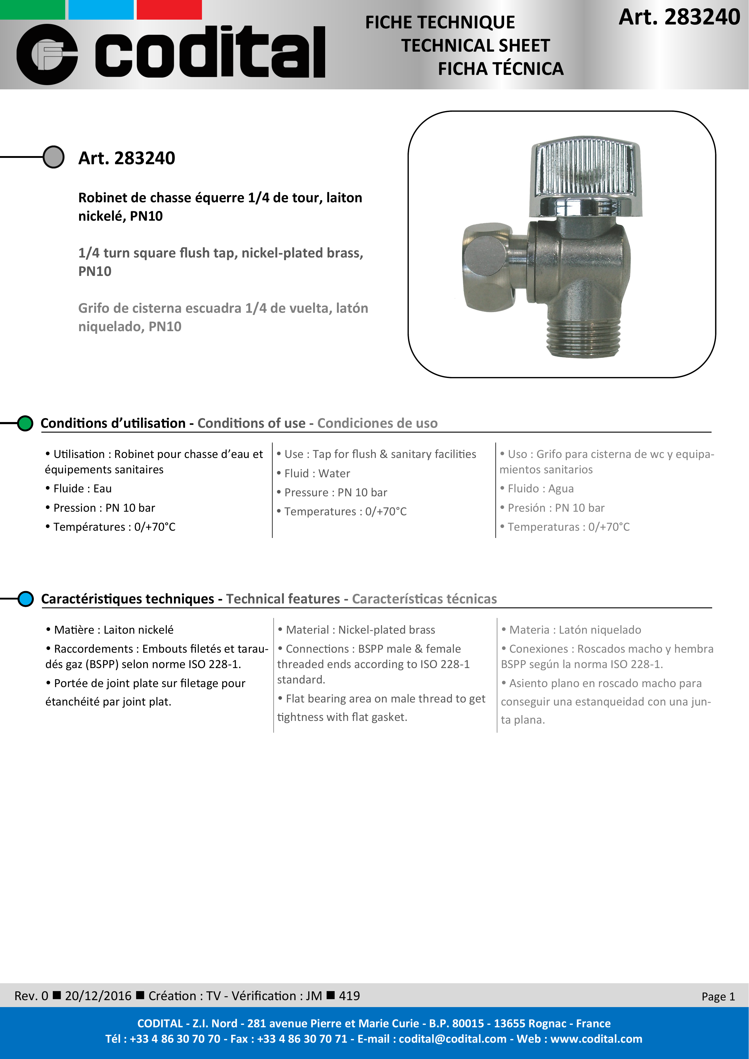 Fiche technique robinet de...