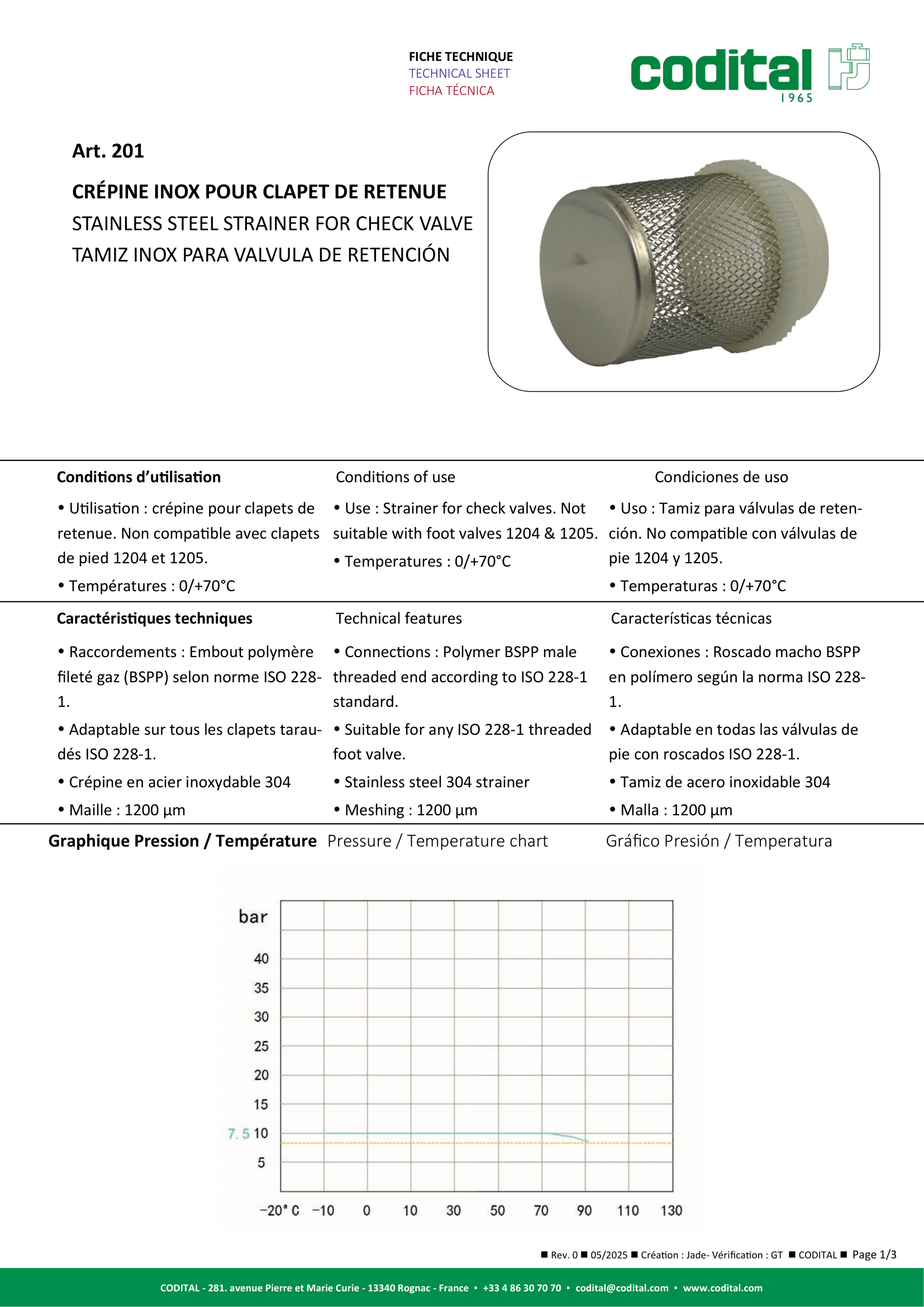 Fiche technique - crépine...