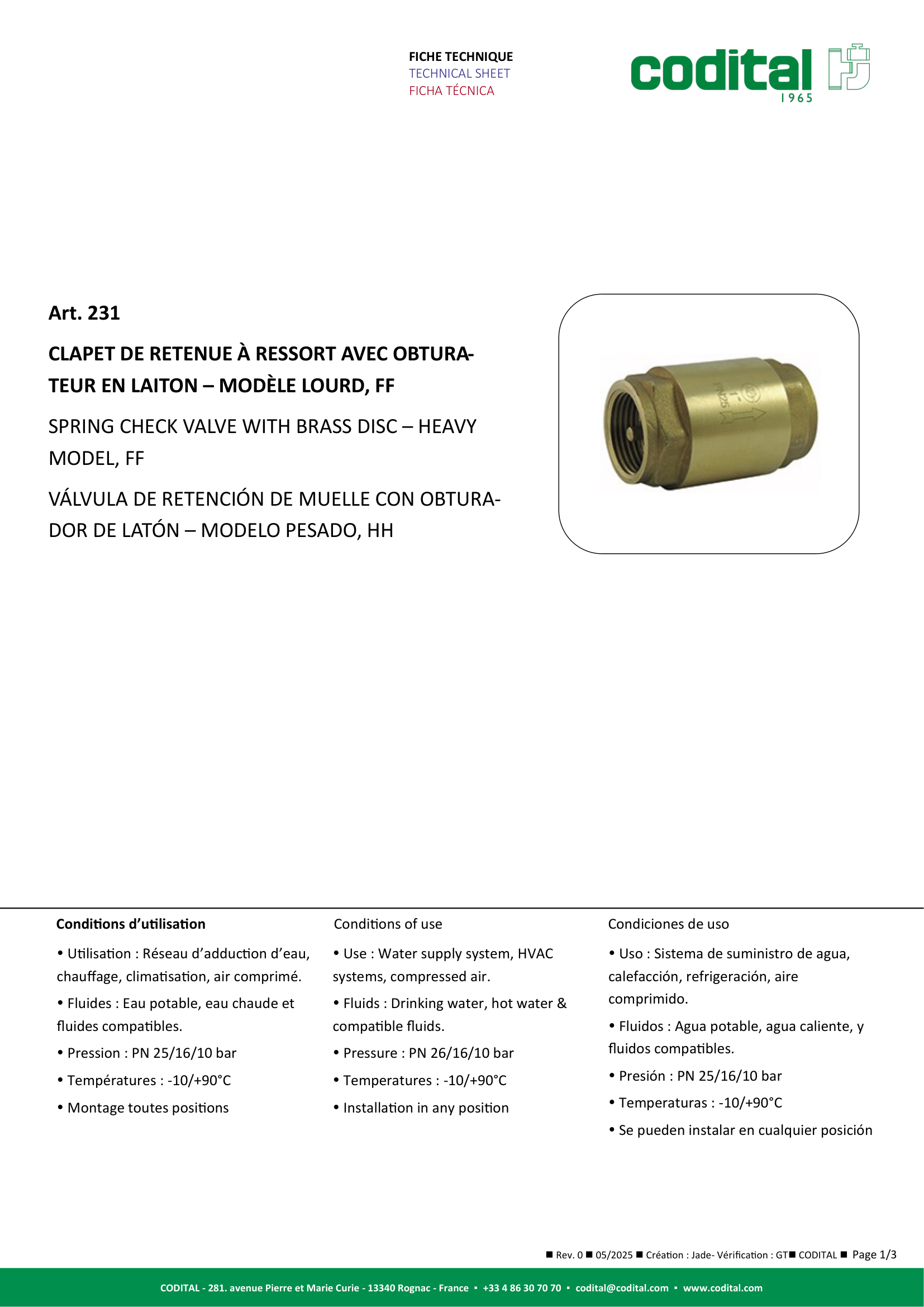 Fiche technique - clapet de...